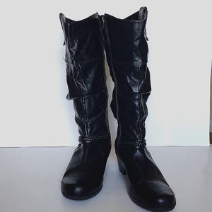 Sloutchy Black Plus calf tall boots western looking  size 11 W